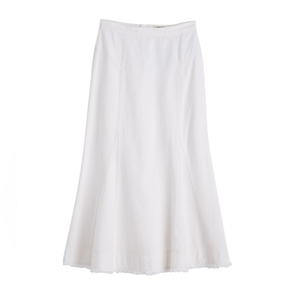 Madewell Fluted Midi Skirt in Tile White (Size 24)